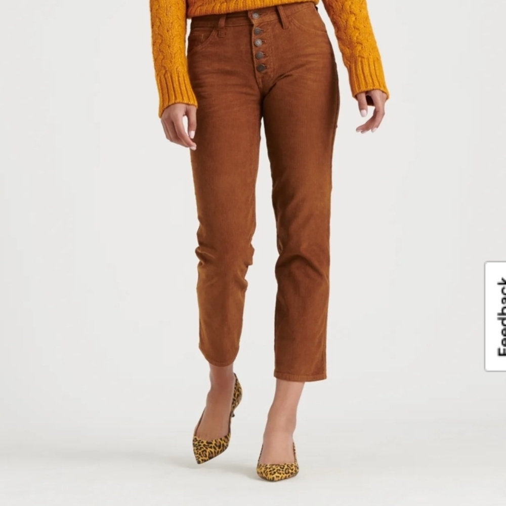 Lucky Brand Lt Brown Button-Fly Midrise Straight Crop Corduroy Pants 10 30